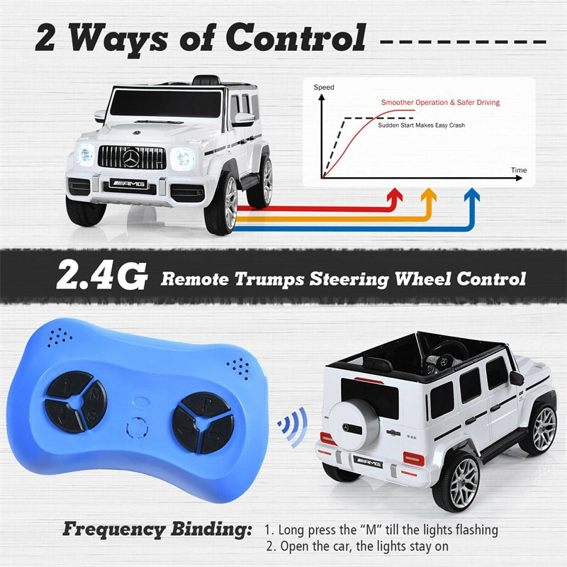 Kids Ride On Car 12V Licensed Mercedes-Benz G63 Electric Vehicle with Remote Control, Double Open Doors, Battery Powered Riding Toy