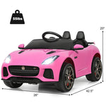 Kids Ride On Car 12V Licensed Jaguar F-Type SVR Battery Powered Electric Vehicle with Remote Control & Lights