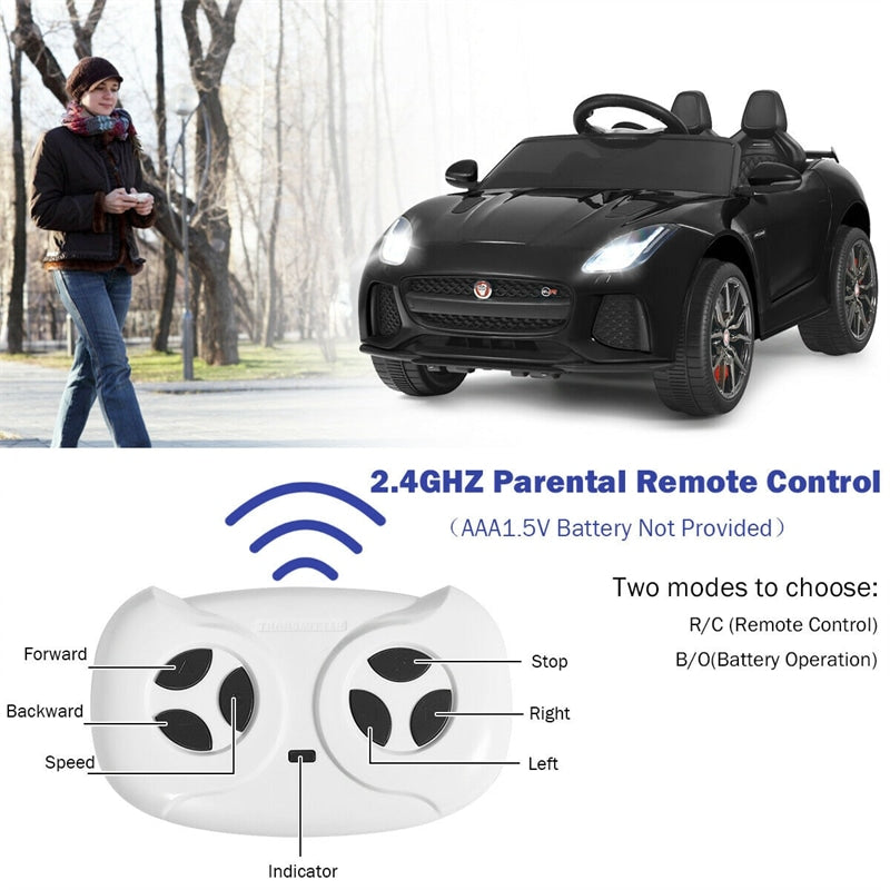 Kids Ride On Car 12V Licensed Jaguar F-Type SVR Battery Powered Electric Vehicle with Remote Control & Lights