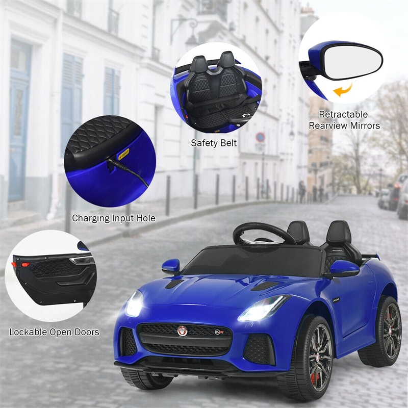 Kids Ride On Car 12V Licensed Jaguar F-Type SVR Battery Powered Electric Vehicle with Remote Control & Lights