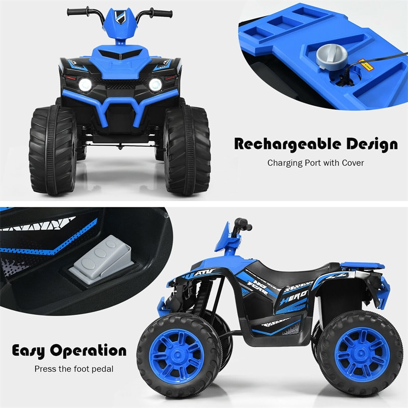 12V Kids Ride On ATV Quad 4-Wheeler Ride On Car Electric Vehicle with LED Lights & Music