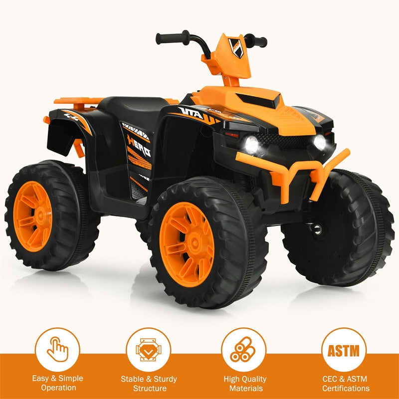 12V Kids Ride On ATV Quad 4-Wheeler Ride On Car Electric Vehicle with LED Lights & Music