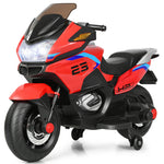 12V Kids Ride On Motorcycle Battery Powered Electric Motorbike with Training Wheels & LED Lights