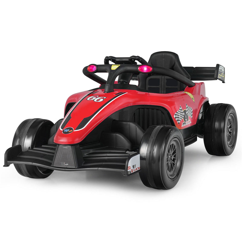 Kids Electric Ride On Go Kart 12V Battery Powered F1 Racing Car with Remote Control, Light & Music, Ride on Car for Boys Girls