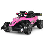 Kids Electric Ride On Go Kart 12V Battery Powered F1 Racing Car with Remote Control, Light & Music, Ride on Car for Boys Girls