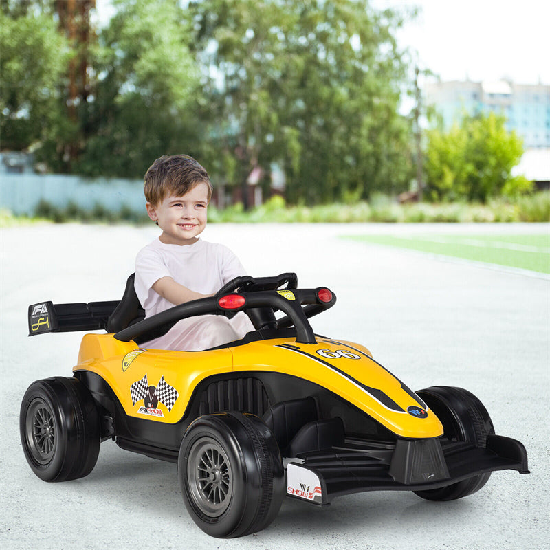 Kids Electric Ride On Go Kart 12V Battery Powered F1 Racing Car with Remote Control, Light & Music, Ride on Car for Boys Girls