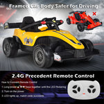 Kids Electric Ride On Go Kart 12V Battery Powered F1 Racing Car with Remote Control, Light & Music, Ride on Car for Boys Girls