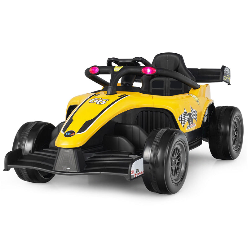 Kids Electric Ride On Go Kart 12V Battery Powered F1 Racing Car with Remote Control, Light & Music, Ride on Car for Boys Girls