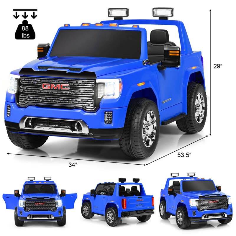 2 Seater Kids Ride on Truck 12V Licensed GMC Battery Powered Electric Car with Remote Control & Storage Box