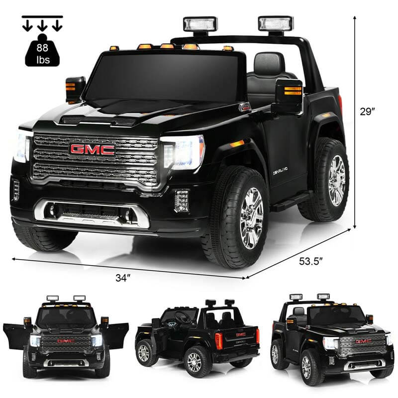 2 Seater Kids Ride on Truck 12V Licensed GMC Battery Powered Electric Car with Remote Control & Storage Box