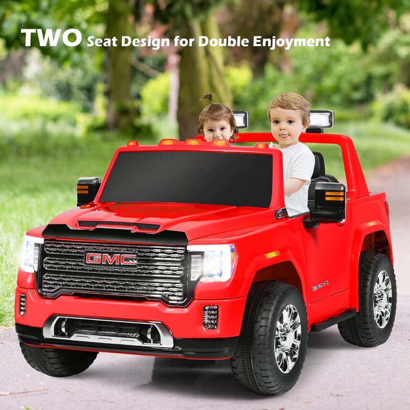 2 Seater Kids Ride on Truck 12V Licensed GMC Battery Powered Electric Car with Remote Control & Storage Box