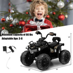 Kids Ride-On ATV 12V Battery Powered Electric Ride on 4 Wheeler Quad Car with Storage Basket & Music Headlights for 3-8 Years Old