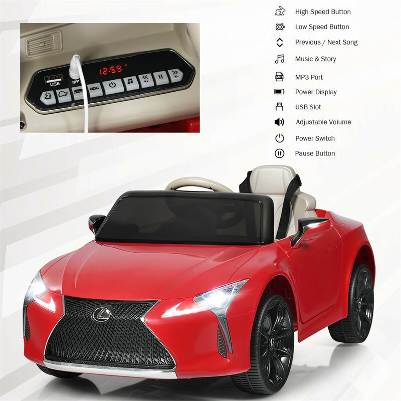 12V Kids Ride on Car Licensed Lexus LC500 Battery Powered Car with Remote Control & LED Lights, Electric Vehicle for Boys& Girls