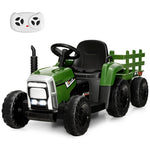 12V Kids Ride-On Tractor with Detachable Trailer, 3-Gear Ground Loader, LED Lights, Remote Control, Battery Powered Tractor Toy for Ages 3+