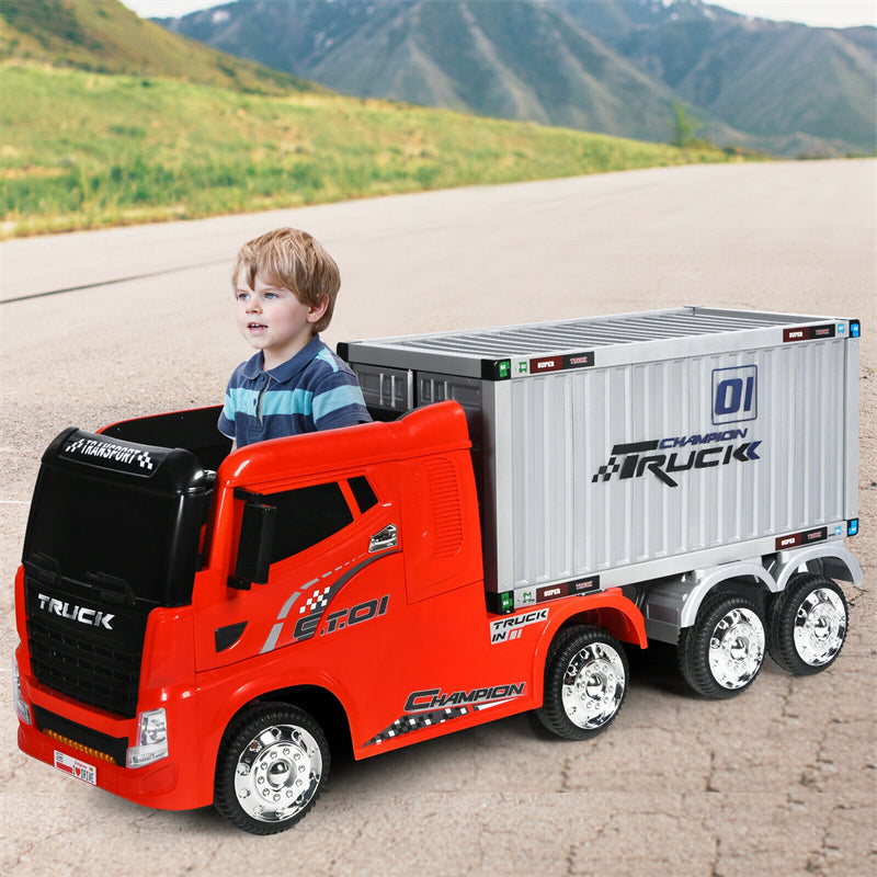 12V Kids Semi-Truck Ride On Car with Storage Container and Remote Control