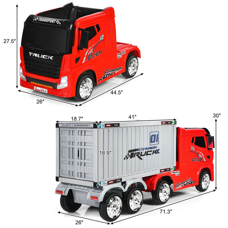 12V Kids Semi-Truck Ride On Car with Storage Container and Remote Control