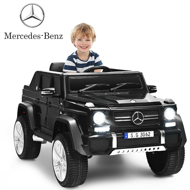 12V Kids Ride-On Truck, Licensed Mercedes Benz G650S Electric Car with Remote Control, Lights & Storage Box, Battery Vehicle Toy for Boys Girls