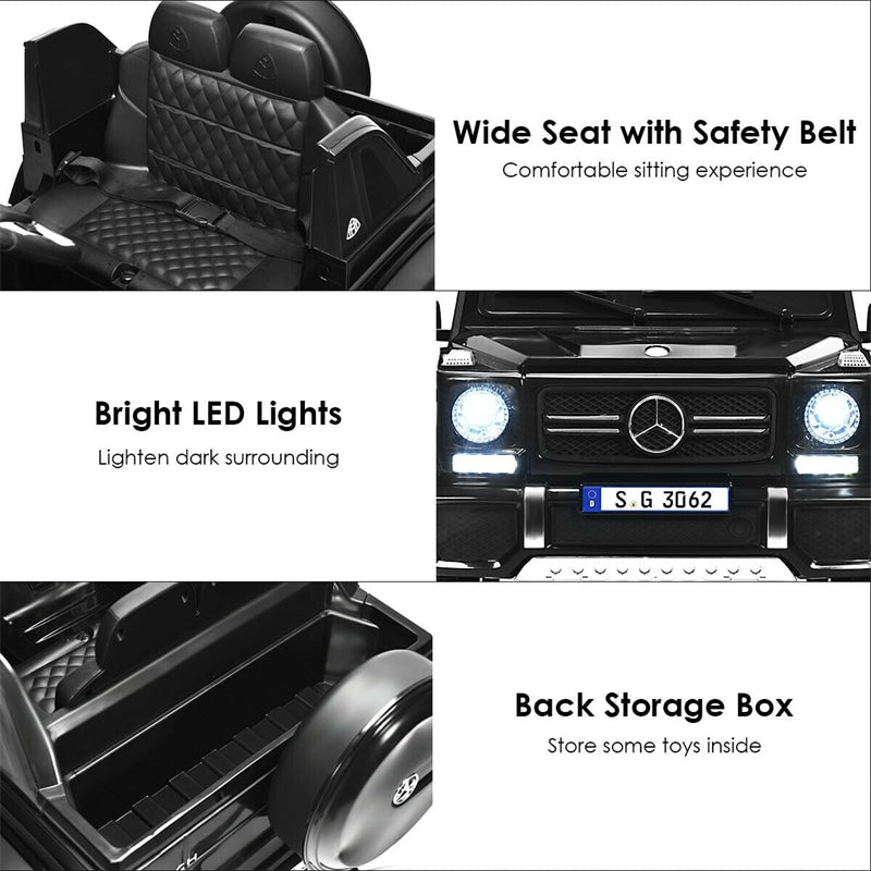 12V Kids Ride-On Truck, Licensed Mercedes Benz G650S Electric Car with Remote Control, Lights & Storage Box, Battery Vehicle Toy for Boys Girls