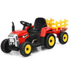 Kids Ride on Tractor w/ Detachable Trailer, 12V Electric Ride on Car Tractor Toy w/ 3-Gear-Shift Ground Loader, Remote Control, LED Lights