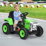 12V Kids Ride-On Tractor with Detachable Trailer, 3-Gear Ground Loader, LED Lights, Remote Control, Battery Powered Tractor Toy for Ages 3+