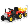 Kids Ride on Tractor w/ Detachable Trailer, 12V Electric Ride on Car Tractor Toy w/ 3-Gear-Shift Ground Loader, Remote Control, LED Lights