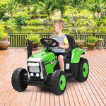 Kids Ride on Tractor w/ Detachable Trailer, 12V Electric Ride on Car Tractor Toy w/ 3-Gear-Shift Ground Loader, Remote Control, LED Lights