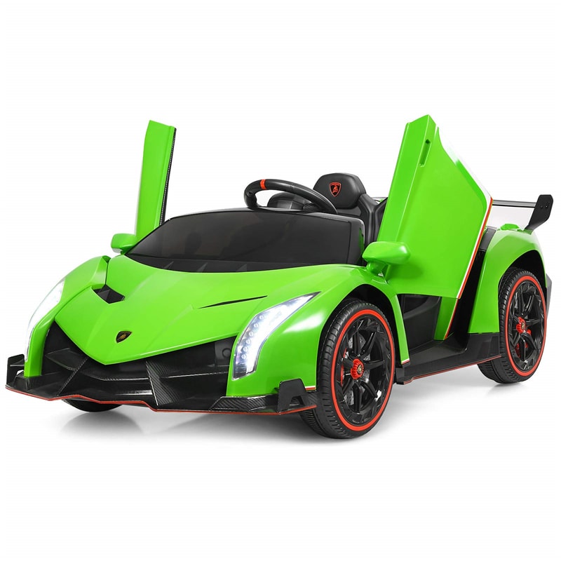 2-Seater Kids Ride On Car 12V Licensed Lamborghini Poison Electric Vehicle with Remote Control & LED Lights Swing Mode