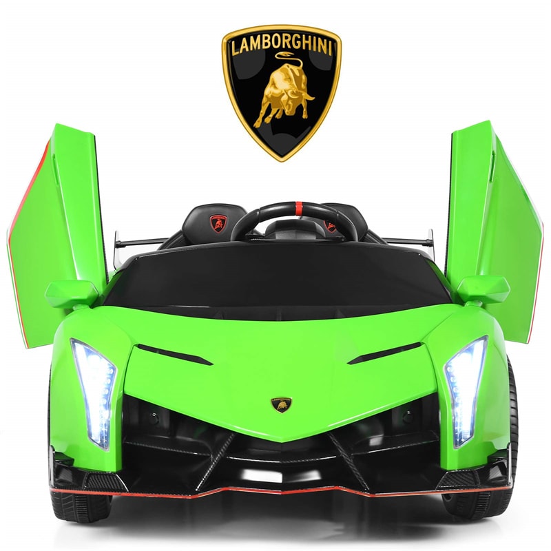 2-Seater Kids Ride On Car 12V Licensed Lamborghini Poison Electric Vehicle with Remote Control & LED Lights Swing Mode