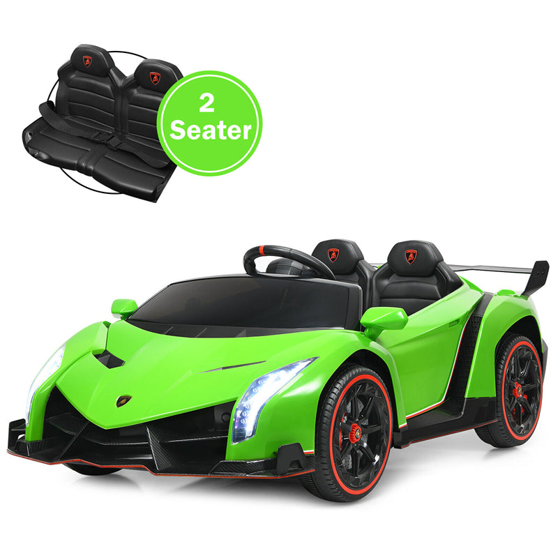 2-Seater Kids Ride On Car 12V Licensed Lamborghini Poison Electric Vehicle with Remote Control & LED Lights Swing Mode