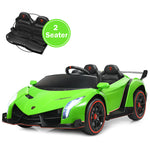 2-Seater Kids Ride On Car 12V Licensed Lamborghini Poison Electric Vehicle with Remote Control & LED Lights Swing Mode