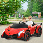 2-Seater Kids Ride On Car 12V Licensed Lamborghini Poison Electric Vehicle with Remote Control & LED Lights Swing Mode