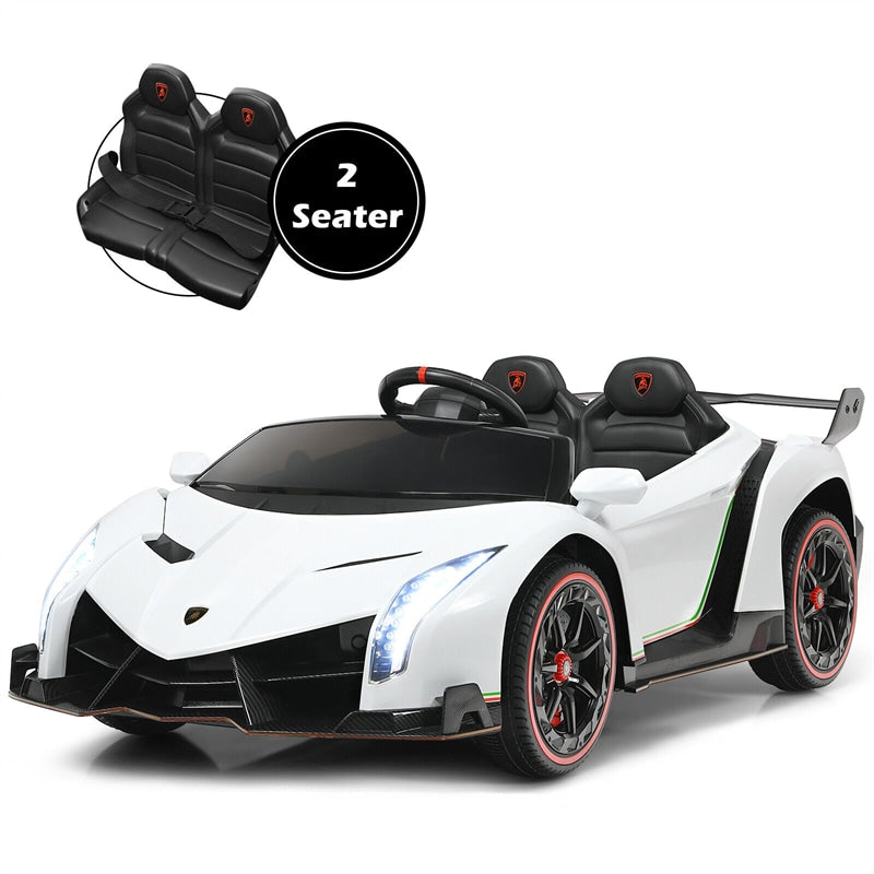 2-Seater Kids Ride On Car 12V Licensed Lamborghini Poison Electric Vehicle with Remote Control & LED Lights Swing Mode