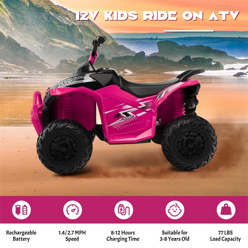 Kids Electric Ride On ATV 12V Battery Powered 4-Wheeler Quad Car with Light MP3