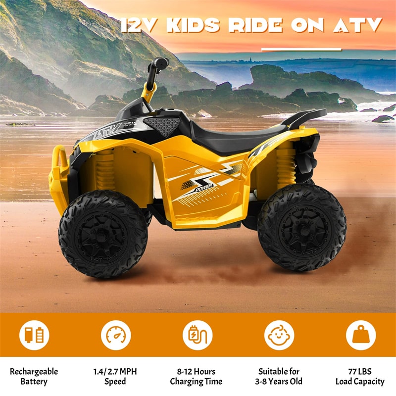 Kids Electric Ride On ATV 12V Battery Powered 4-Wheeler Quad Car with Light MP3