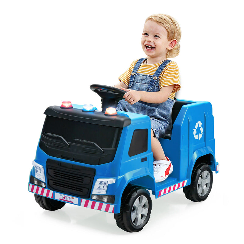 Kids Recycling Garbage Truck 12V Battery Powered Electric Ride-On Car Trash Truck with Remote Control & Recycling Accessories