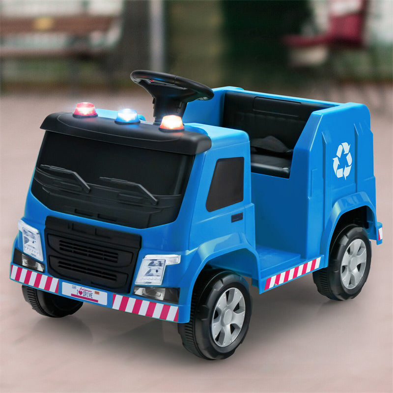 Kids Recycling Garbage Truck 12V Battery Powered Electric Ride-On Car Trash Truck with Remote Control & Recycling Accessories