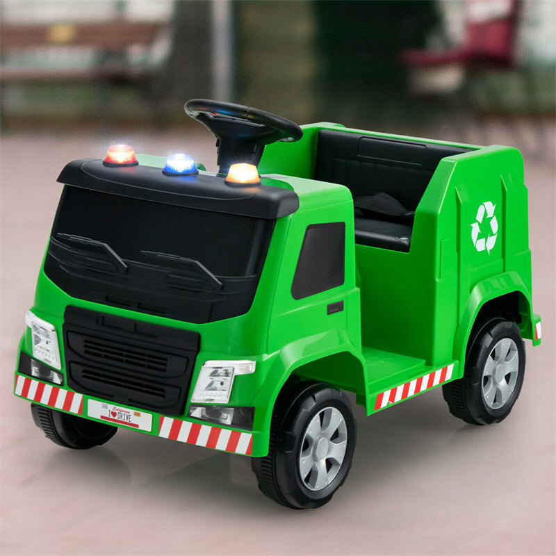 Kids Recycling Garbage Truck 12V Battery Powered Electric Ride-On Car Trash Truck with Remote Control & Recycling Accessories