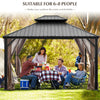 12' x 10' Double Vented Roof Hardtop Gazebo 2-Tier Outdoor Galvanized Steel Canopy