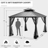 12' x 10' Double Vented Roof Hardtop Gazebo 2-Tier Outdoor Galvanized Steel Canopy