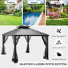 12' x 10' Double Vented Roof Hardtop Gazebo 2-Tier Outdoor Galvanized Steel Canopy