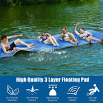 12' x 6' Floating Water Pad 3 Layer Tear-Resistant XPE Foam Water Mat Roll-Up Floating Island for Pool Lake with Mooring Device & Straps