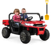 2-Seater Ride On Car 12V Battery Powered Kids Ride on Dump Truck Off-Road Kids UTV with Remote Control Electric Dump Bed & Shovel