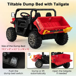 2-Seater Ride On Car 12V Battery Powered Kids Ride on Dump Truck Off-Road Kids UTV with Remote Control Electric Dump Bed & Shovel