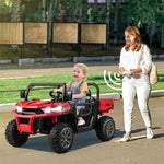 2-Seater Ride On Car 12V Battery Powered Kids Ride on Dump Truck Off-Road Kids UTV with Remote Control Electric Dump Bed & Shovel