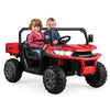 2-Seater Ride On Car 12V Battery Powered Kids Ride on Dump Truck Off-Road Kids UTV with Remote Control Electric Dump Bed & Shovel