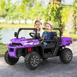 2-Seater Ride On Car 12V Battery Powered Kids Ride on Dump Truck Off-Road Kids UTV with Remote Control Electric Dump Bed & Shovel