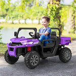 2-Seater Ride On Car 12V Battery Powered Kids Ride on Dump Truck Off-Road Kids UTV with Remote Control Electric Dump Bed & Shovel