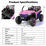 2-Seater Ride On UTV Car 12V Battery Powered Kids Electric Vehicle with Remote Control & Storage Bag