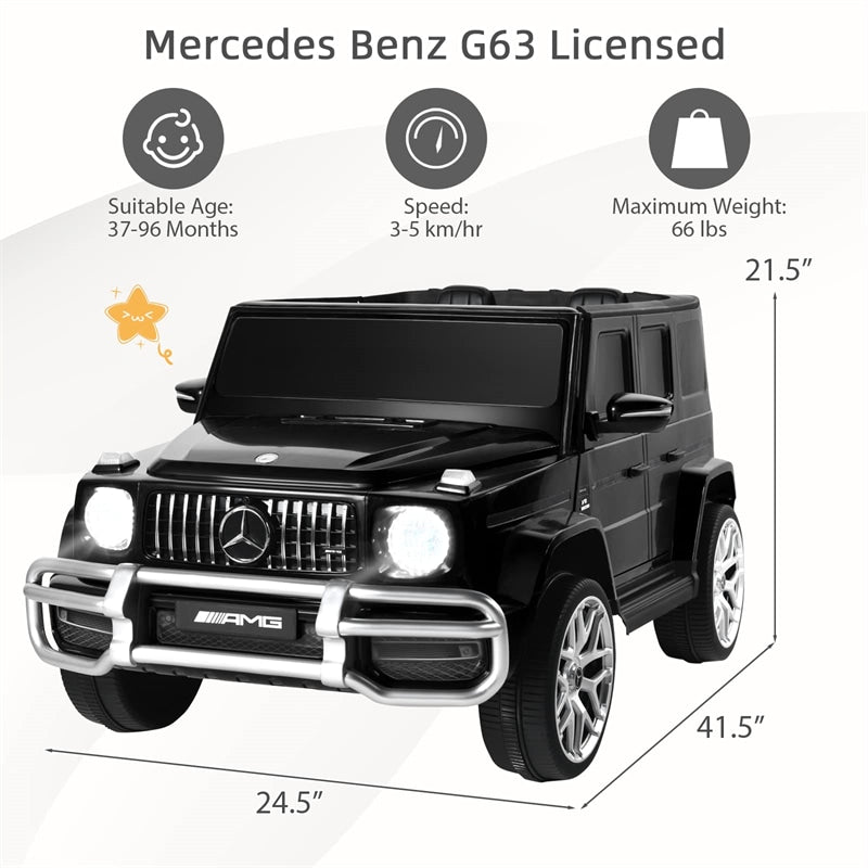 Kids Ride On Car 12V Licensed Mercedes-Benz G63 Electric Vehicle with Remote Control, Double Open Doors, Battery Powered Riding Toy