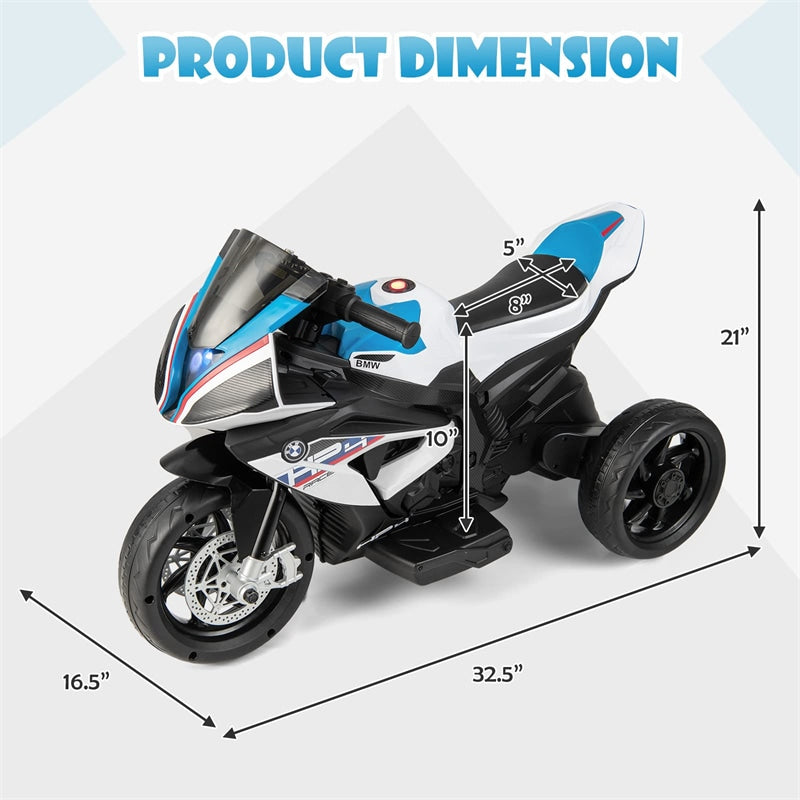 Kids Ride on Motorcycle 12V Battery Powered 3 Wheel Motorcycle Toy with Headlight Music